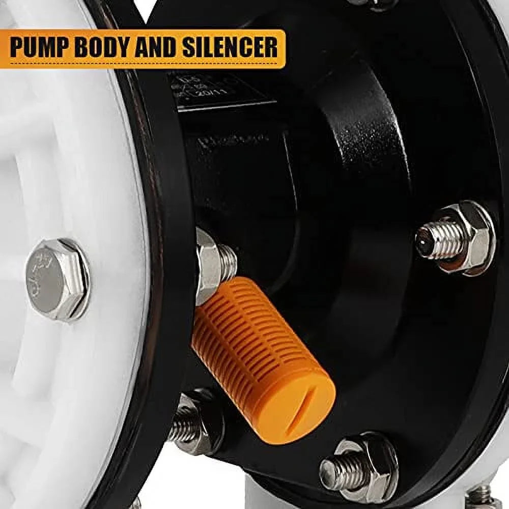 Double GYZJ by Oil Use inch Operated Nitrile Rubber Pump Transfer Chemical PTFE Air Pneumatic Outlet Dual Iron Diaphragm QBK-15 PSI 115 for 12 Dissepiment Industrial Max GPM 1/2 Waste Cast