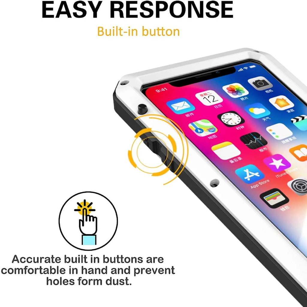 Aluminum Rugged Military and Metal Gorilla Scratch iPhone Glass Heavy exterior Travel Resistant Shockproof 5 Grade Protection, Case (Silver) Duty
