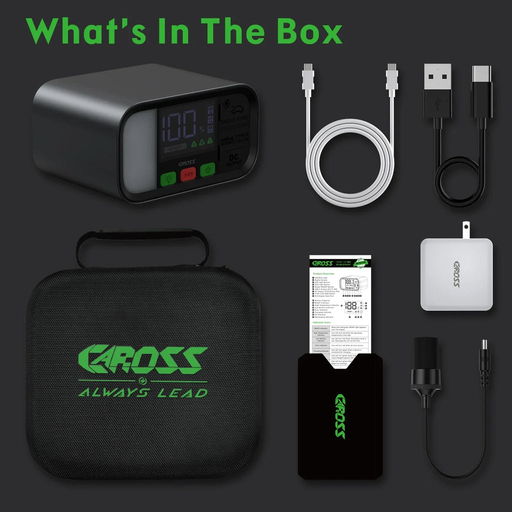 starts 16000mAh Starter Charge, Gold Jump Diesel 4.5L 65W Casing Peak Battery 12V Engines,Rose Fast Gas CAROSS 7L Portable and Bank, Capacity, Power T19 PD 1600Amp to Pack up