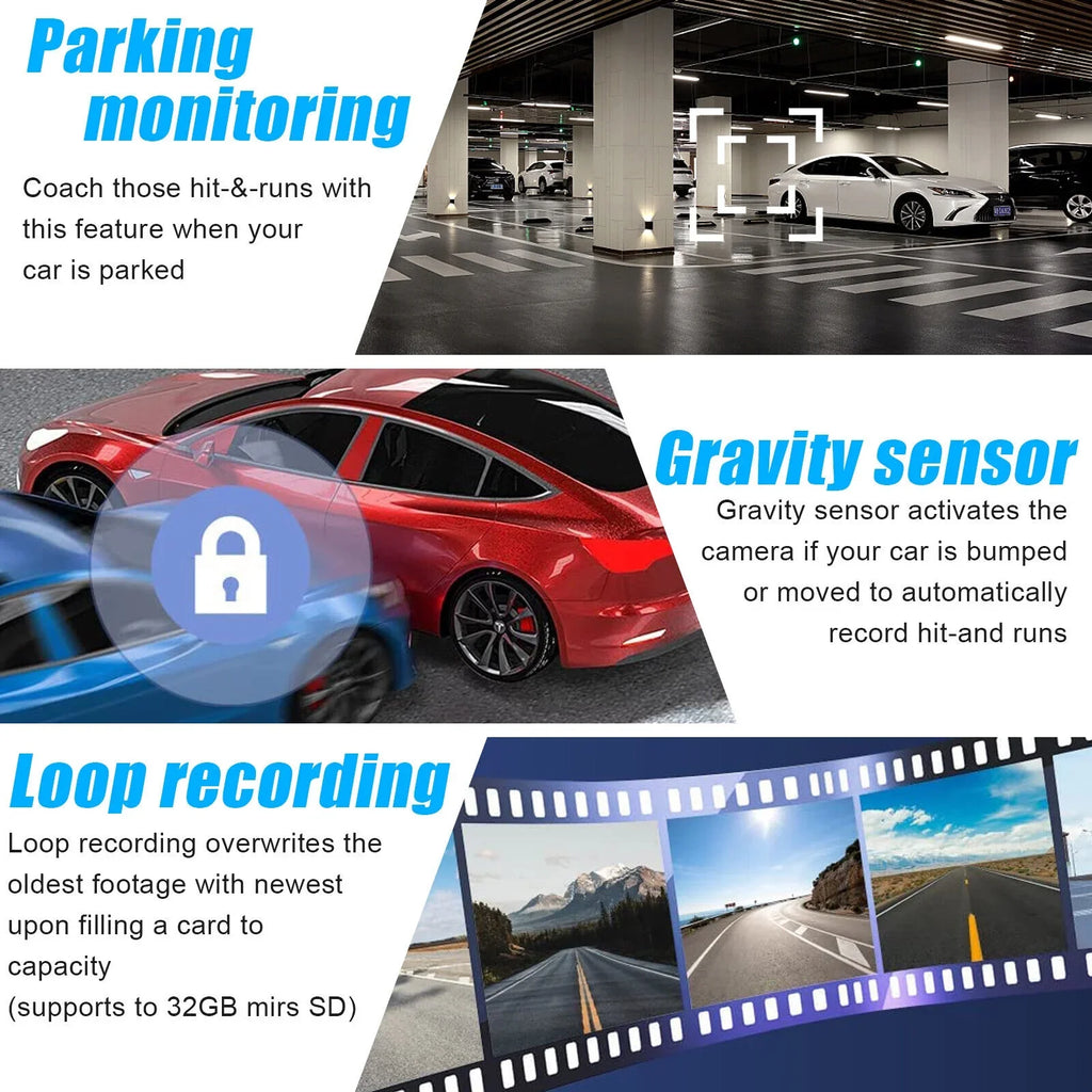 View G-Sensor Dash DVR Camera Car HD 1080P Front Lens 2 Recorder Video Rear Cam