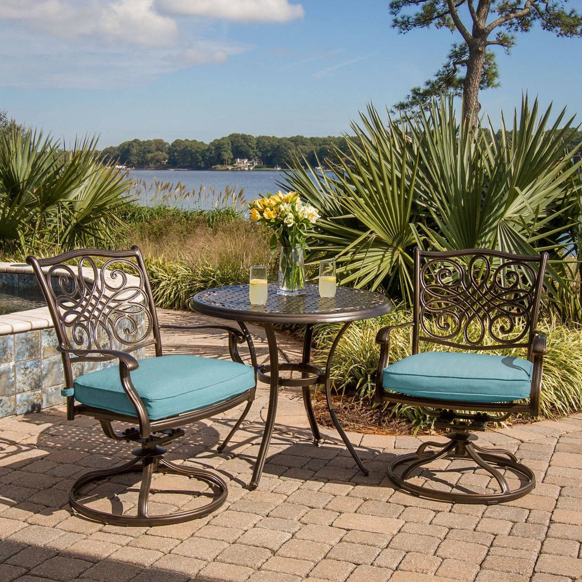Cambridge Seasons Bistro 3-Piece Rockers exterior Set with Swivel