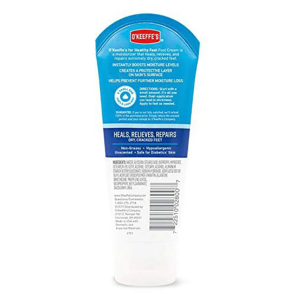 of Dry, 1) 3 Healthy Feet, Ounce Feet for Extremely Tube, Cream O'Keeffe's Foot (Pack Cracked