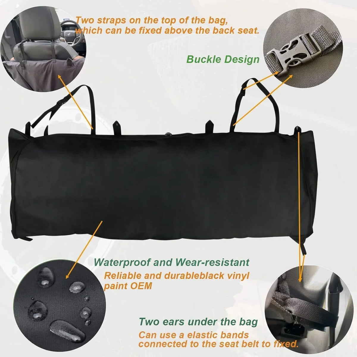 Door Bronco Portable 4 2021-2023 Organizer Top Bag Soft Storage For Window Black