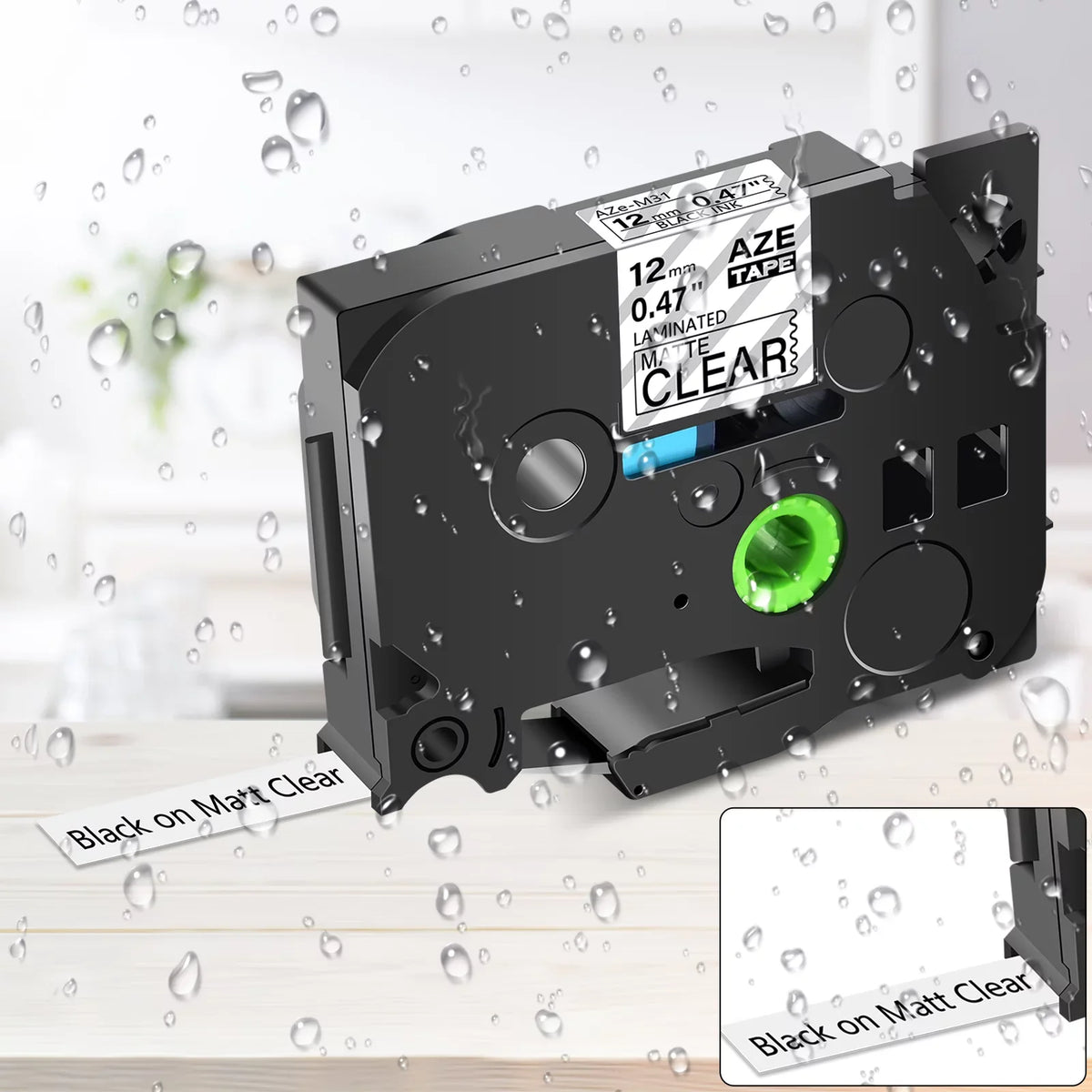 Black Matte 12mm TZM31 TZe-M31 5PK TZeM31 TZ-M31 Label on for Laminated P-touch Compatible Brother Clear Tape 0.47" GREENCYCLE