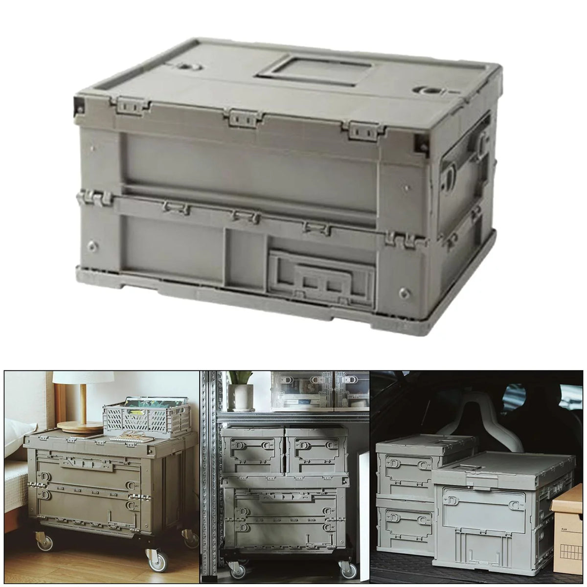 Containers 41x29.5x22cm Box Storage Bins Trunk Crate Multifunctional Versatile Gray Green, Storage Storage Organizers Collapsible