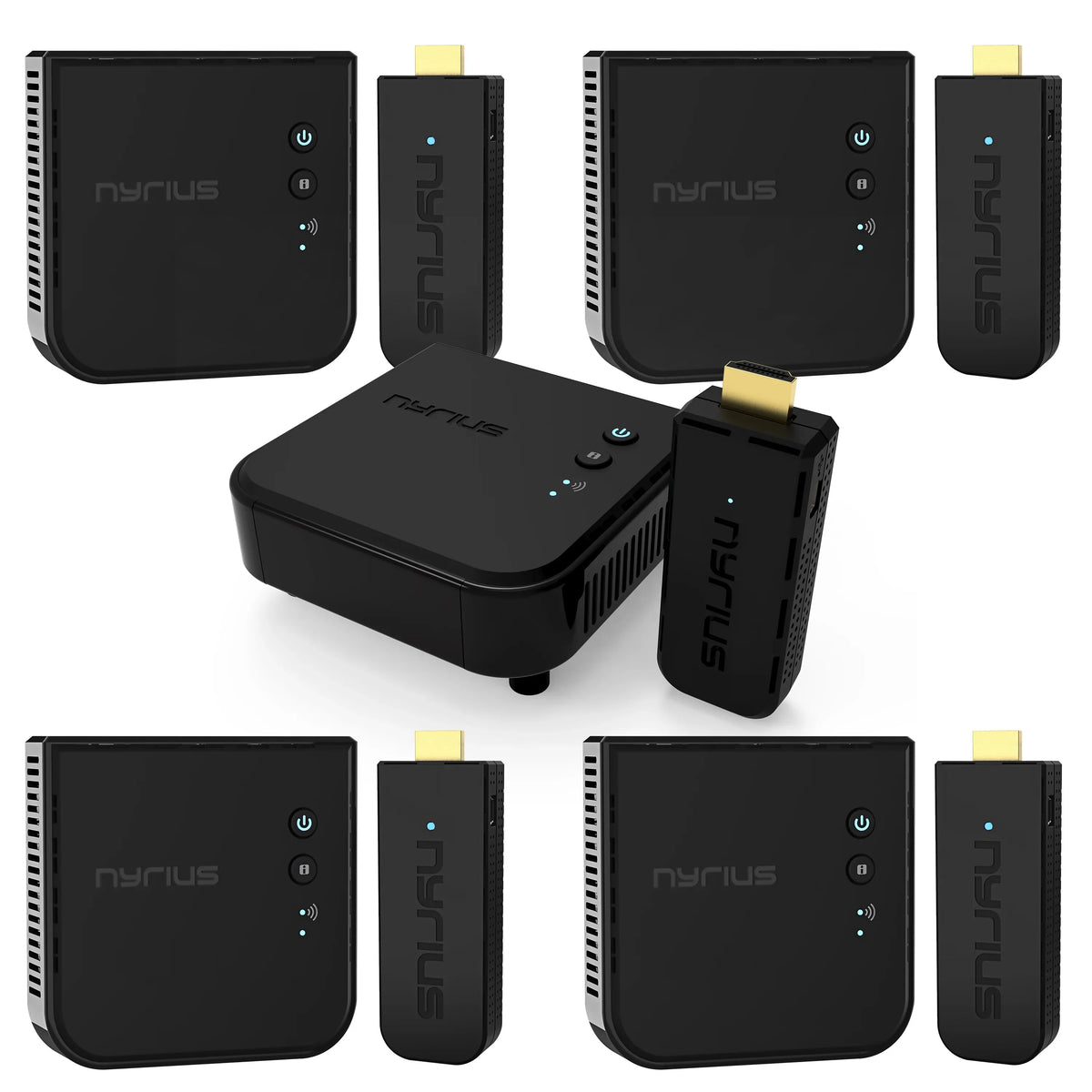 Pack Wireless Laptop, and Stream Nyrius Drones, 1080p Pro Netflix, PS4, HD to from HDMI 5 Pro Receiver Transmitter Camera, YouTube, Cable, to HDTV/Projector/Monitor PC, 3D - Aries Video