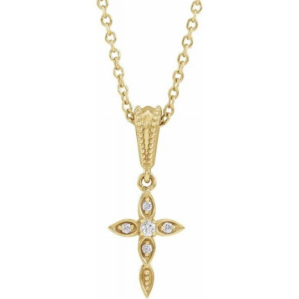 Necklace Cross Yellow 14K Vintage-Inspired Diamond Petite .03 16-18" CTW 87053:702:P Natural
