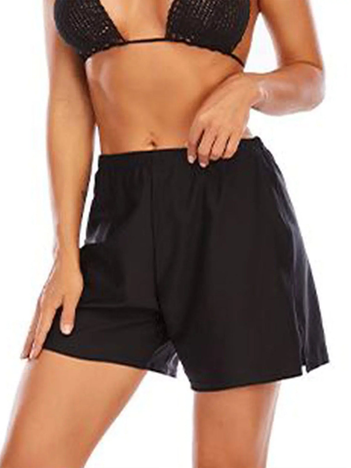 Swim Summer Swim Sexy Elastic Shorts Boyshorts Black Women's Solid 3XL Waist Bottoms Dance Trunks Swimsuit Tankini