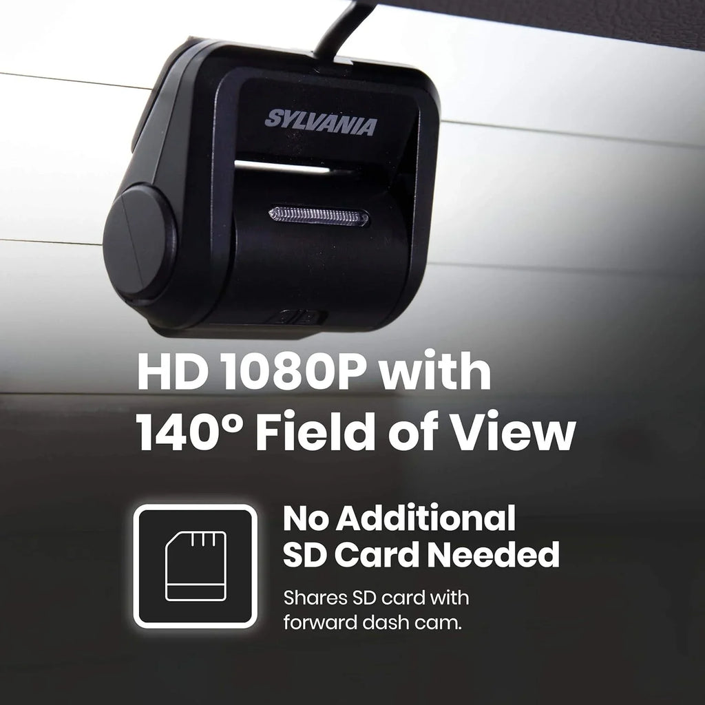 with 140 - HD 1080p, Angle, Mount, Adhesive Roadsight Rear Camera Works SYLVANIA Roadsight - Pro Wide Dash Degree