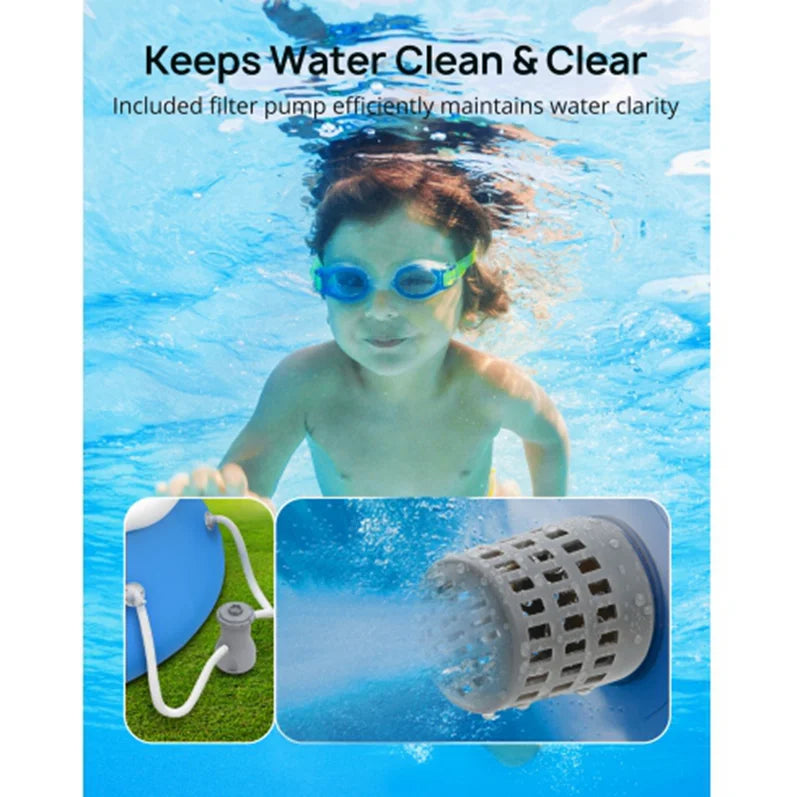 Pump, Ground Inflatable Include 15ft Pool *35in and Cloth Swimming Filter Cover