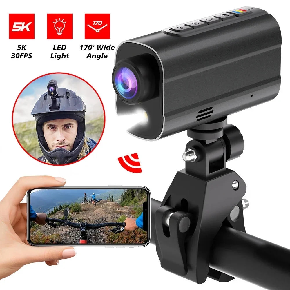 Light Anti 5K Recorder Camera Bicycle Shake Motorcycle Road Drive Led Helmet DV Action WiFi with Camera Sport Riding Bike