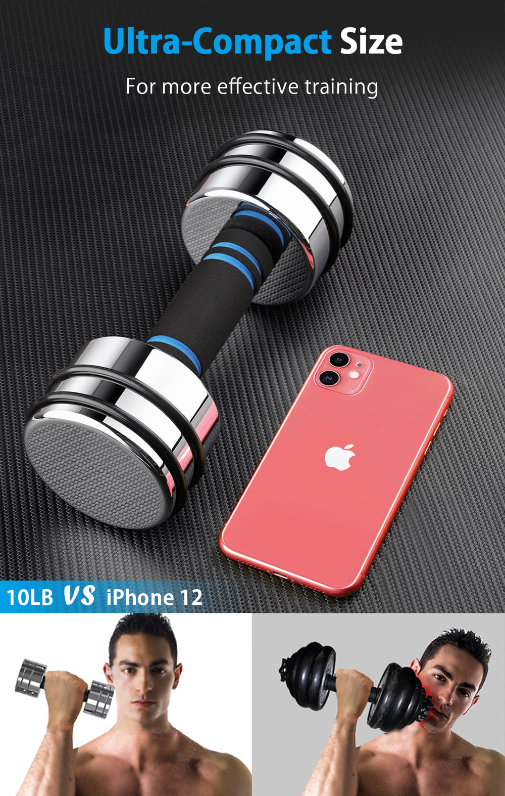 5lb 20lb Handle, Pair 10lb Foam Lifting 15lb Weights 50lb Set Steel Weight for with 30lb Fitness Adjustable Gym Northdeer Silver Dumbbells