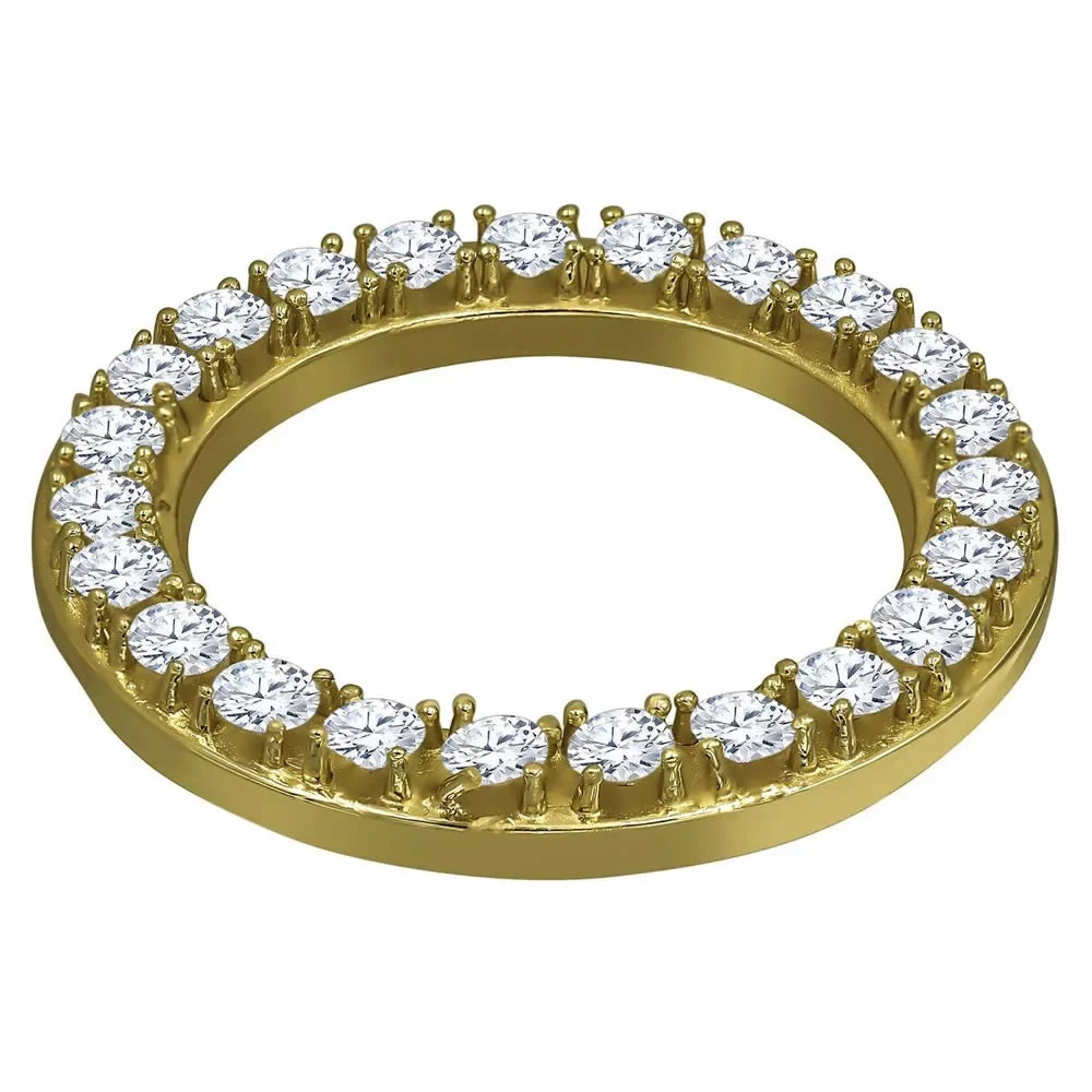 Insert Case Gold Cover Diamonds Bezel Steel 32mm Yellow Finish Solid 14K Watch Custom Simulated Stainless