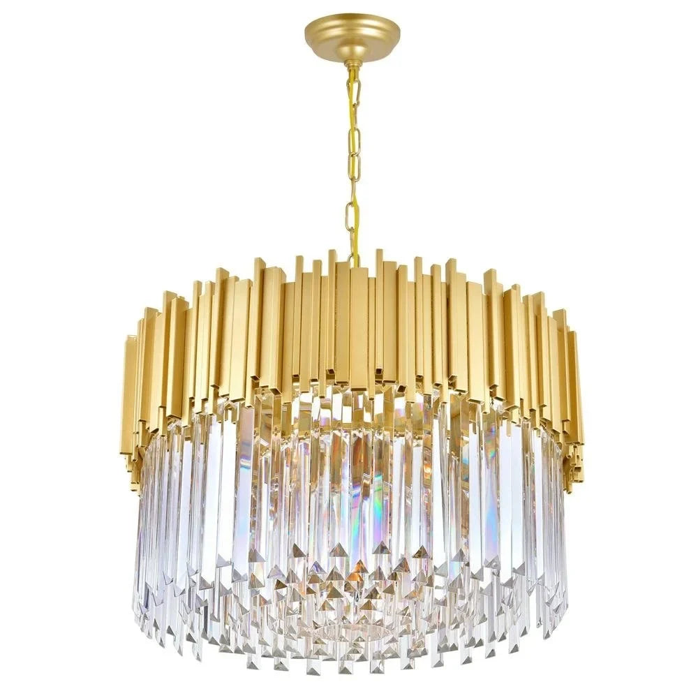 Contemporary 7 Gold CWI Light Metal Deco in Lighting Chandelier Down