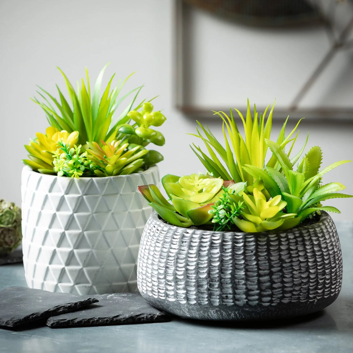 Artificial Green Planter Succulent In 6"H Sullivans Cement