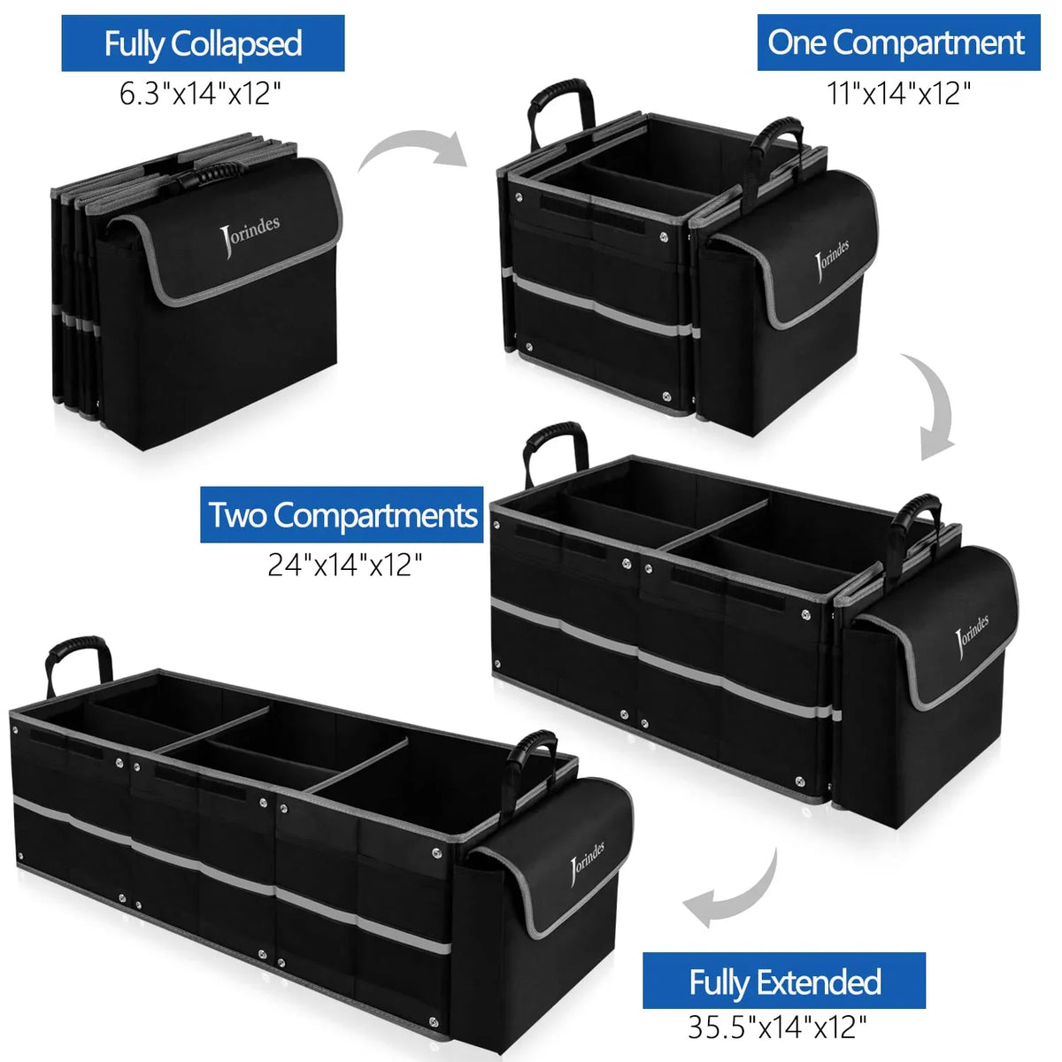 Bag, Waterproof Cooler 3 Trunk Vehicle for Insulated Suitable Organizer Collapsible proof Leak Sedan, with Suv, Organizer Truck,Van Car Compartments for Car