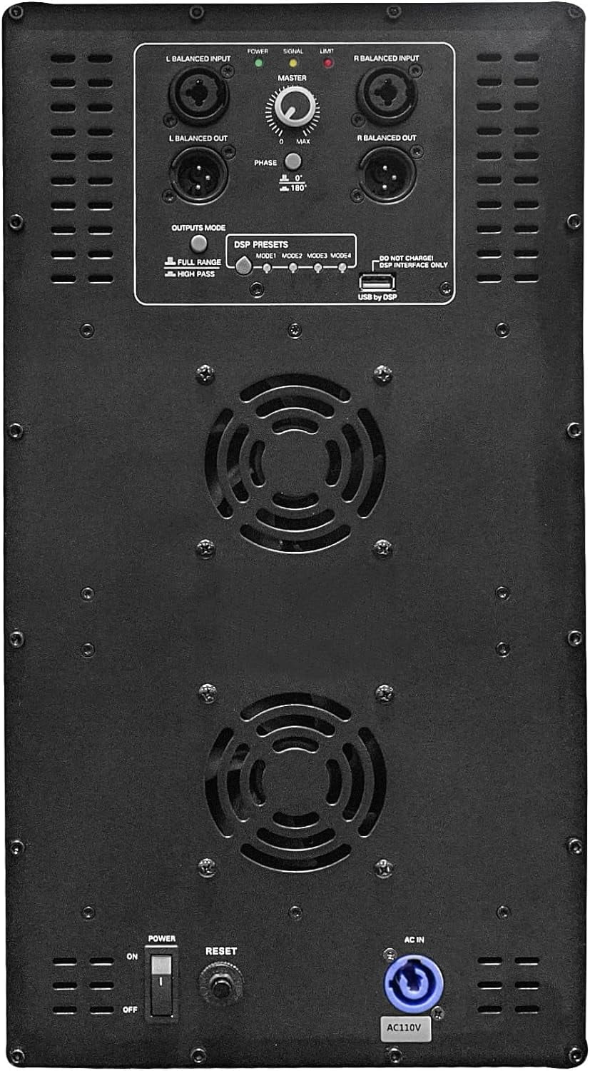 3200W Powered Dual Bars, (CARME-218SBPW) Series Concert, Town DSP, Reinforcement, Clubs, Plywood, with 4" Stages, 18" Coil, Subwoofer Class-D, Voice for Black PA/DJ Sound Birch CARME Bass 2-Channel