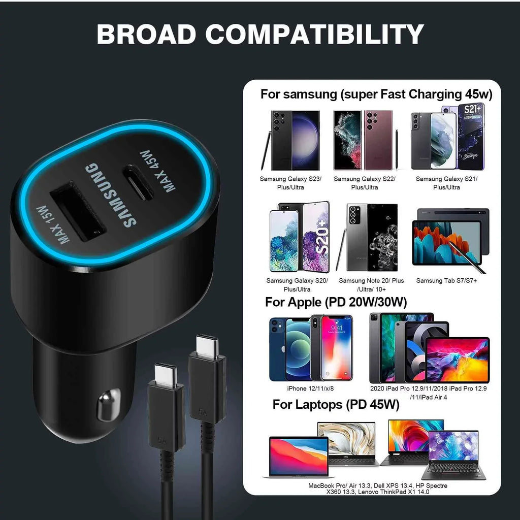 Black Ports Dual Charger Y700 EP-L5300 Usb (45W+15W) Lenovo (2023) Legion Two Car for Fast Super