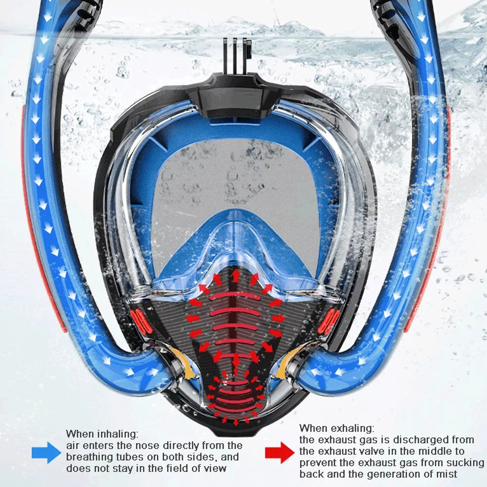 Perfect Snorkeling Double Breathing Adults, Contained Full and Self , Tube Swimming Diving Apparatus, Silicone Underwater Drying Diving for for Andoer Goggles