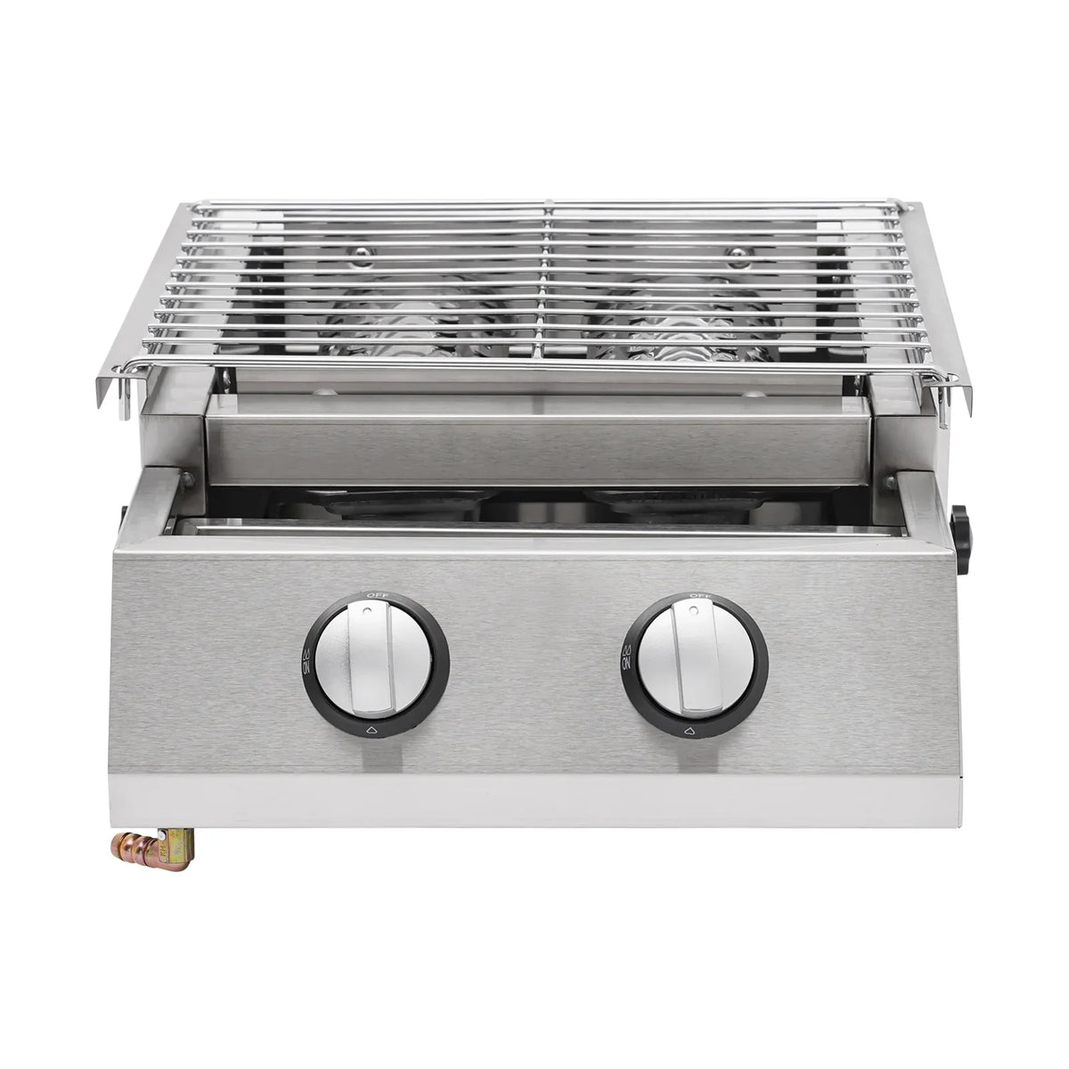 Grill LPG Stainless for Gas Grill, Barbeque Steel Countertop 2-Burner Sliver exterior