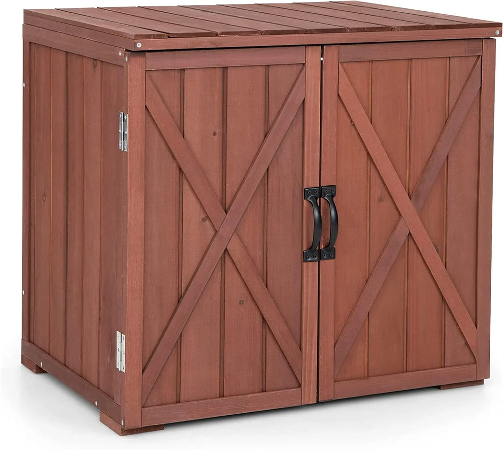 Storage 22" x 30" Storage Backyard Storage Easy (Brown) Garden Porch, exterior Countertop, W/Spacious 28.5" Tool 30" Wooden Assembly, Cabinet & Deck Box x Inner for Space Box,