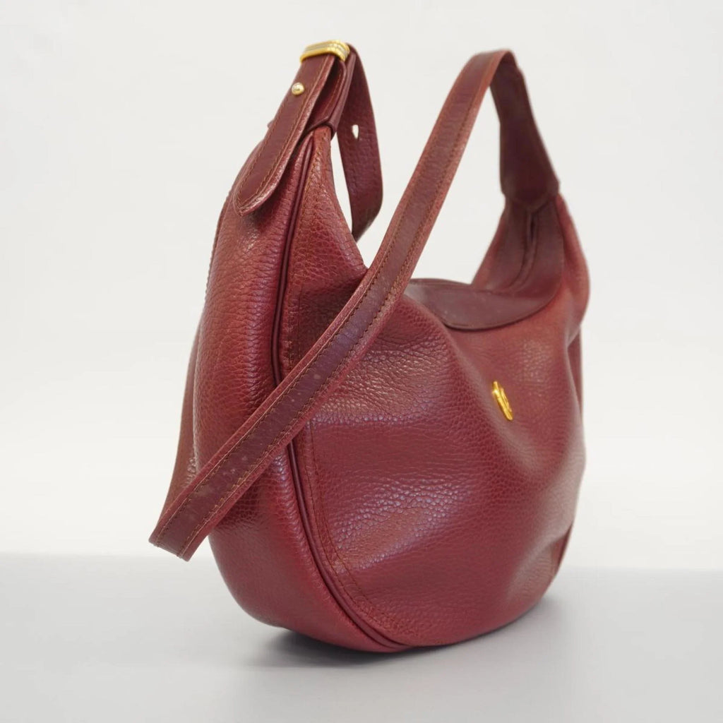 Bag Leather Cartier Pre-Owned Shoulder Red Ladies Must (Good)