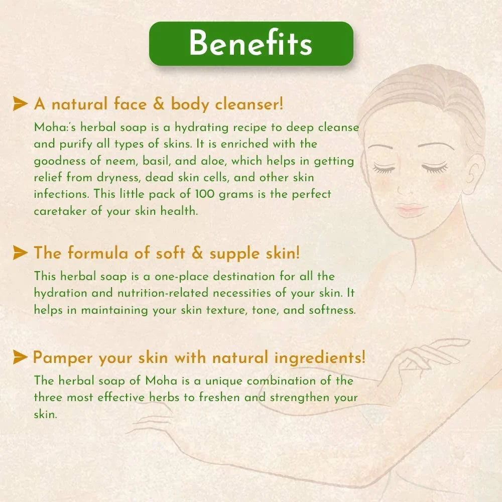 Product Soap, Soap Aloe & Unisex Herbal Neem, 3 Gram Vera Face With 100 & X Pamer Gel, Of Body Soap, Bathing Goodness Basil Moha