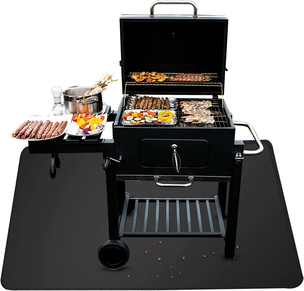 Grills, Pit Under Smokers, Top, Flat Black Grill Charcoal, AXOMRFC for Indoor Fire Fireproof for exterior Gas Mat Mat Deck Protector, Grill Grill, Mat Mat, for Fireplace 60*48inch BBQ exterior Mat