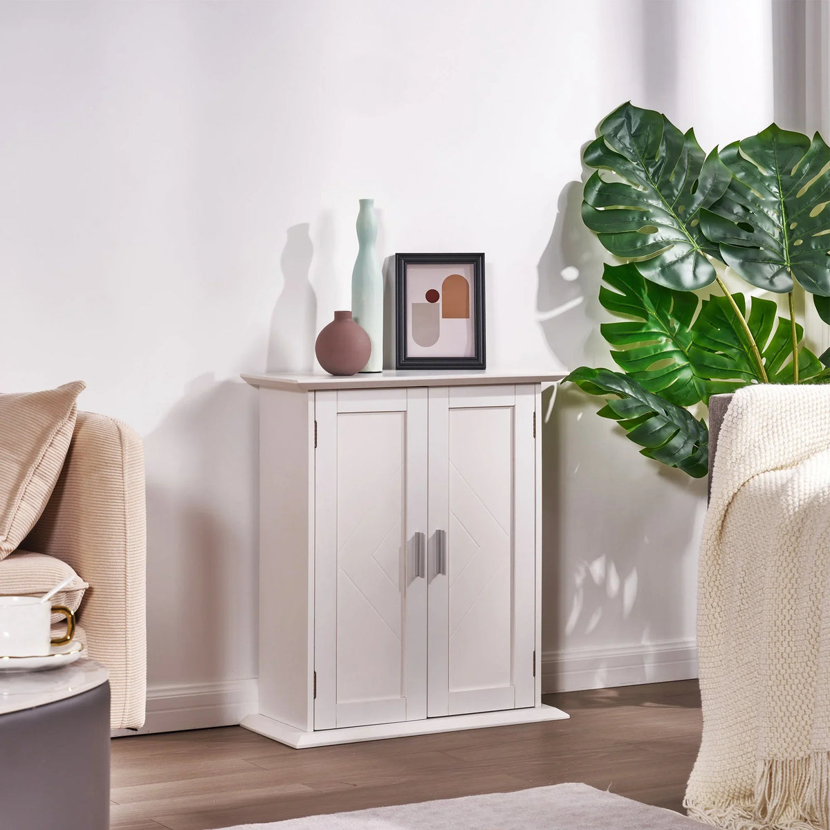 for Bathroom Hanging Storage Wooden Shelves, and Adjustable Cabinet Bathroom Door Kitchen with VECELO Room, Living Cabinet, Storage Wall Multipurpose Cabinet 2 White