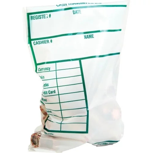 grade White 9" x - Length 6" Park Width Cash 100/Pack Bags - Transmittal Transporting Redi-Strip with -