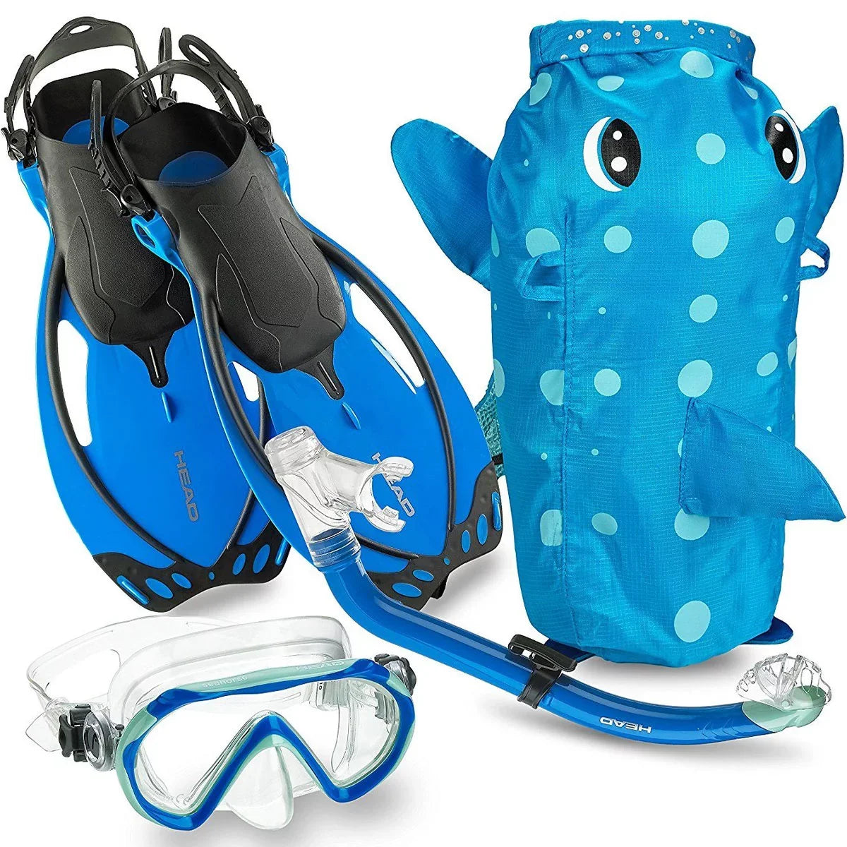 480315SFSQULXL Fins Purple, HEAD LXL Set, Premium Snorkel & Sea Pals Youth Mask