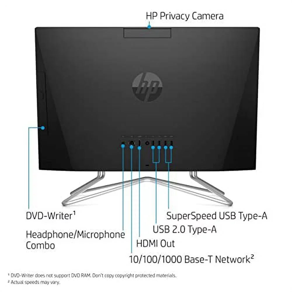 Home, All-in-One RJ-45, Newest Keyboard&Mouse, 12GB HDMI, Screen, Windows Desktop, Touch FHD 22" Webcam, 3250U, SSD, Wired USB 2022 3 AMD DVD-RW, 512GB RAM, Black HP 11 Ryzen WiFi,