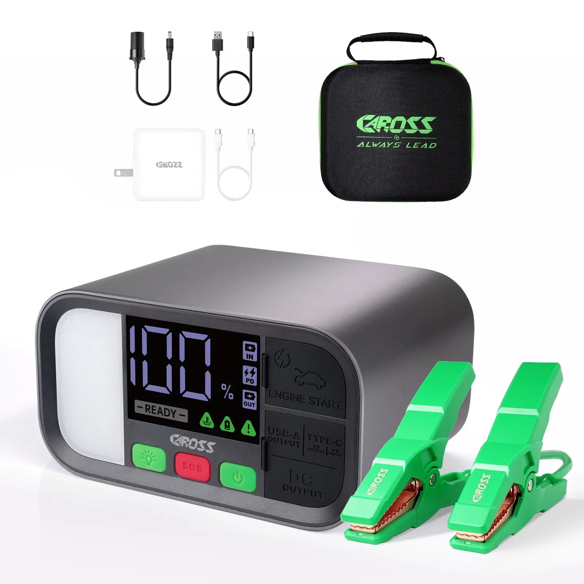 starts 16000mAh Starter Charge, Gold Jump Diesel 4.5L 65W Casing Peak Battery 12V Engines,Rose Fast Gas CAROSS 7L Portable and Bank, Capacity, Power T19 PD 1600Amp to Pack up