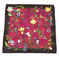 Pre-Owned (Like Large Carre New) 100% Flower Pink x Muffler Flora Print Silk Bordeaux Scarf aq9410