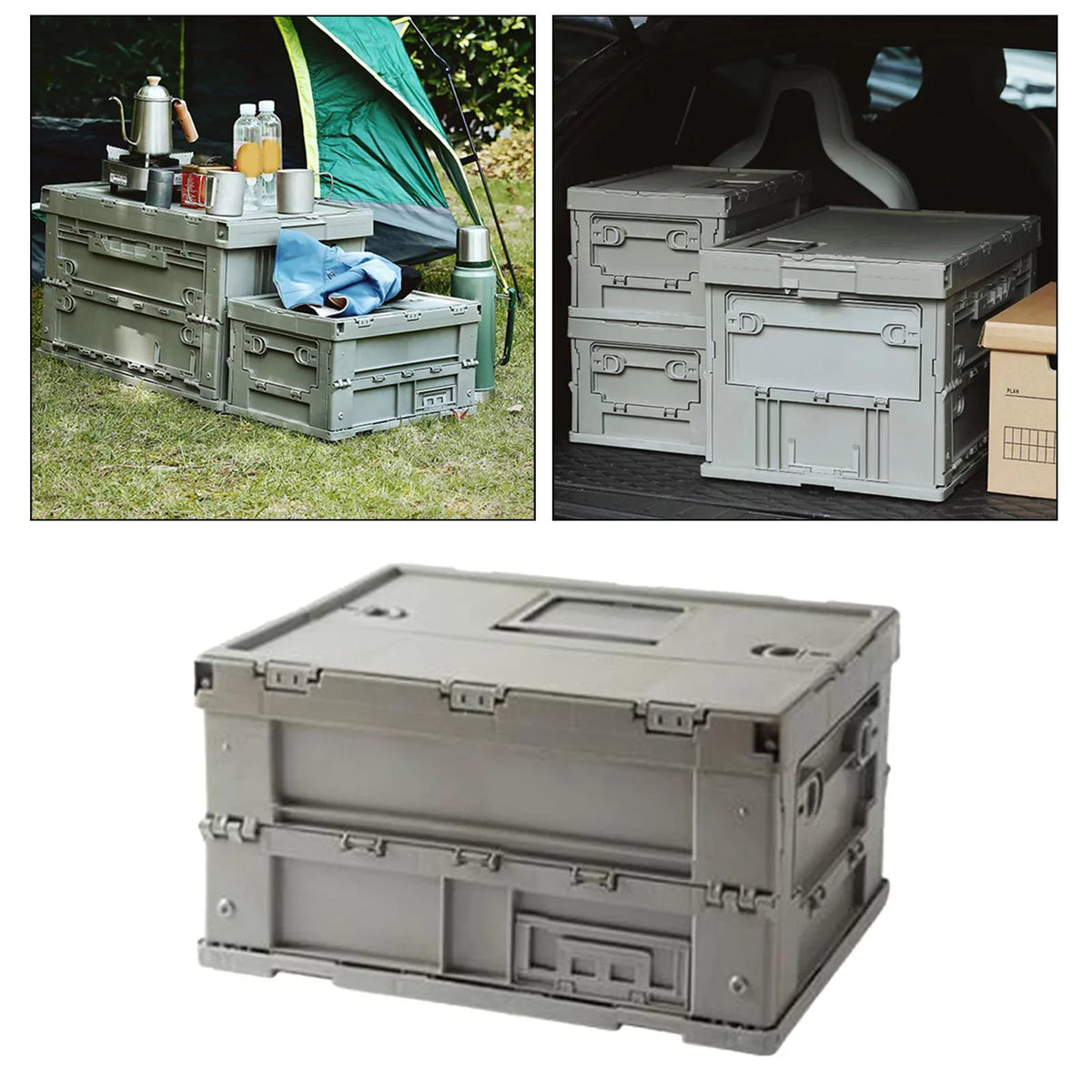 Containers 41x29.5x22cm Box Storage Bins Trunk Crate Multifunctional Versatile Gray Green, Storage Storage Organizers Collapsible