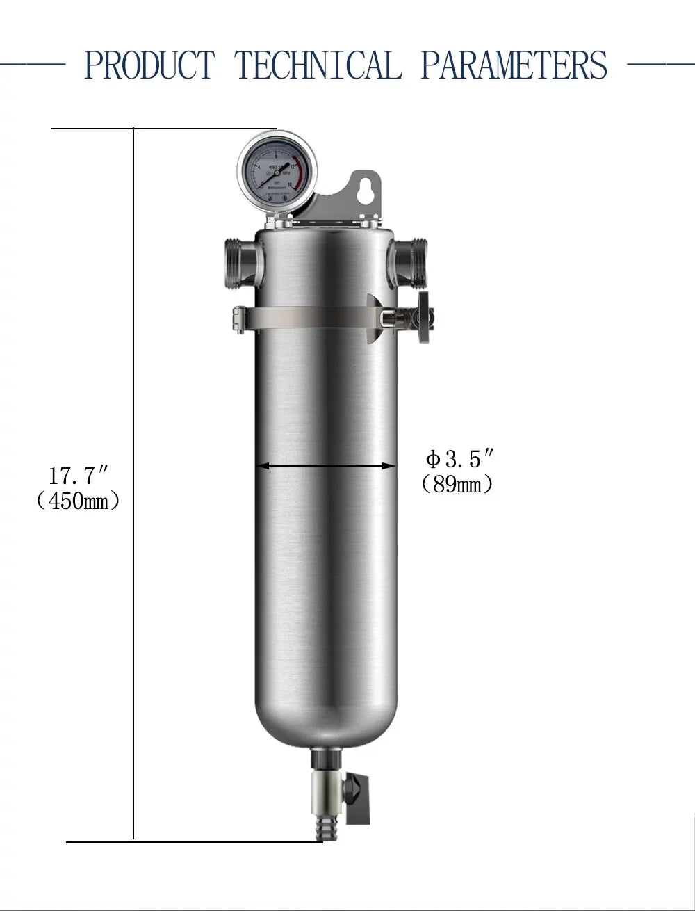 inch liquid for inch 10 Stainless Filter 304 1 Whole House Filter Front Steel TECHTONGDA Housing Purification NPT liquid 8000L/h