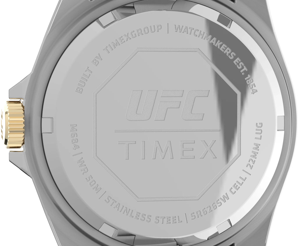 UFC 42mm Strap Timex Men's Watch Blue Dial - Two-Tone Debut Case Silver-Tone