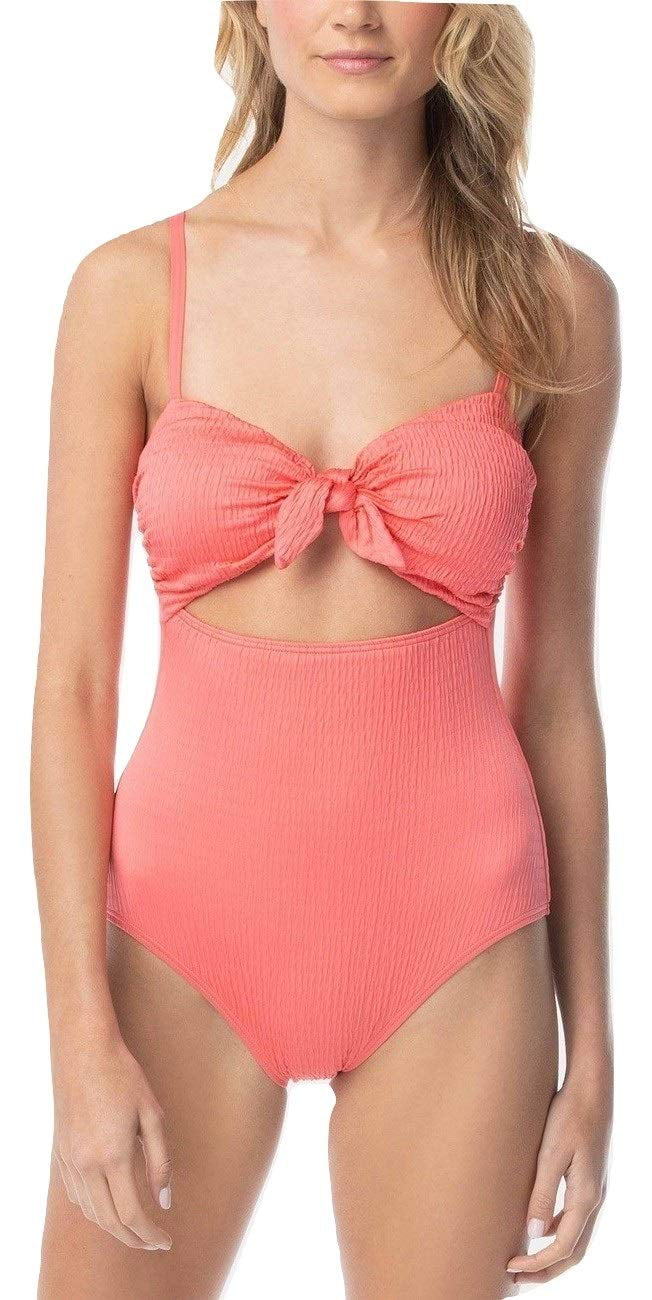 Camuto One-Piece 8 Swimsuit Smocked dimension Tie-Front $122 Bloom Vince Coral