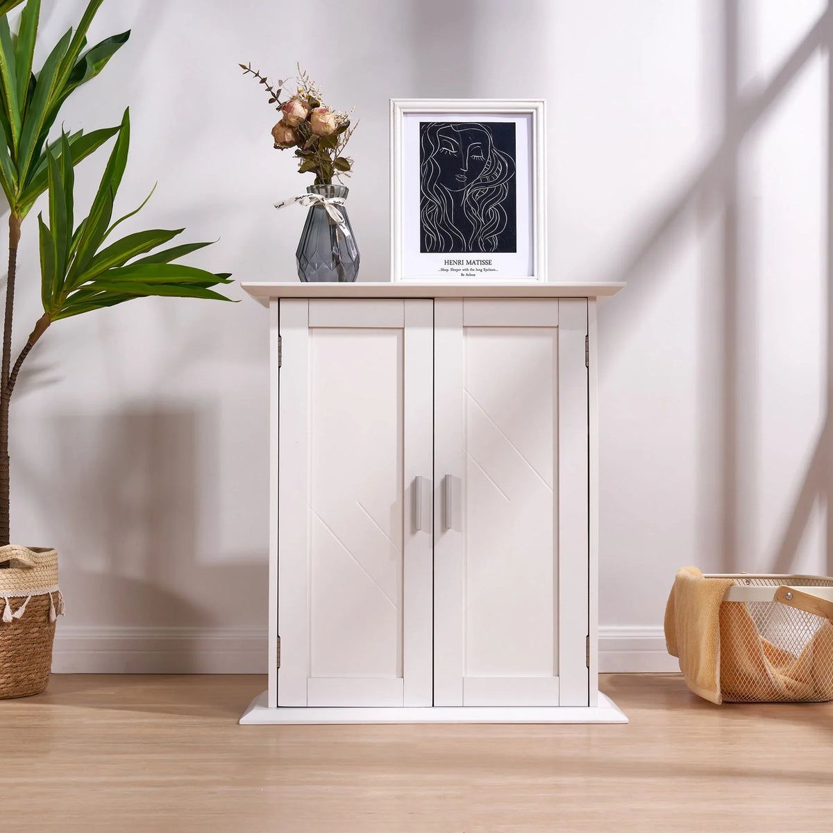 for Bathroom Hanging Storage Wooden Shelves, and Adjustable Cabinet Bathroom Door Kitchen with VECELO Room, Living Cabinet, Storage Wall Multipurpose Cabinet 2 White