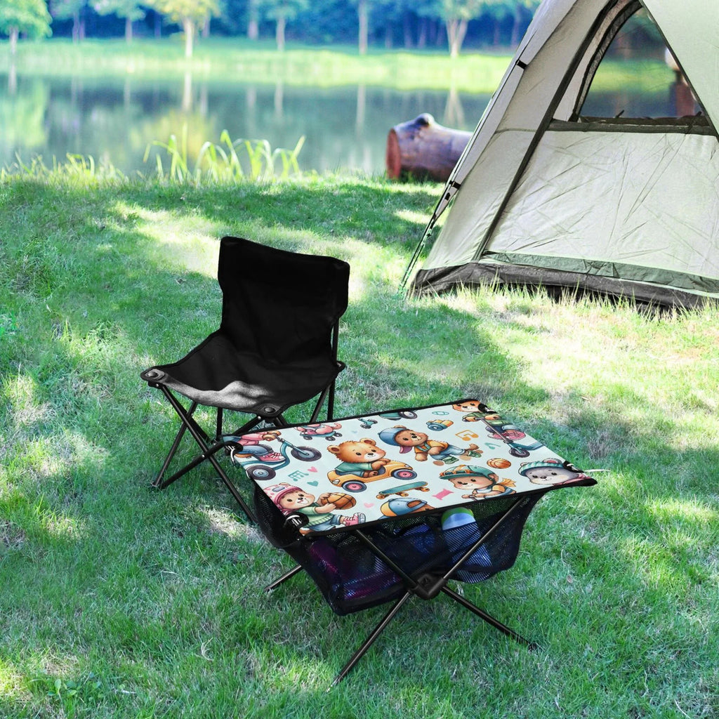 Driving Storage Fishing Travel Bag Portable Table Compact for Picnic Cartoon Folding Table Beach Bear Camping with Table exterior BBQ
