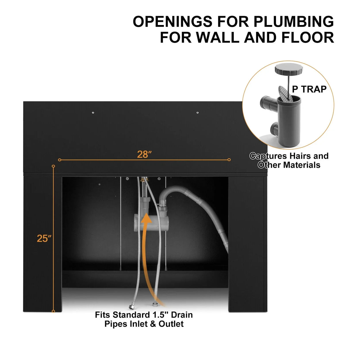 Dryer Sink USB,Hair hand with Hair Holes,P Station Salon Trap,Drawer(Black) Backwash Beauty Shampoo Artist