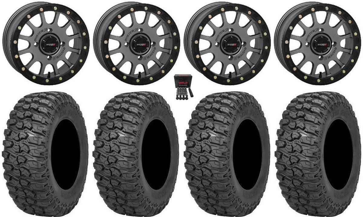 30" Renegade Wheels Grey Saw Outlander 3 Commander Defender 2.0 Tires SB-5 Trail System 14" Can-Am Maverick