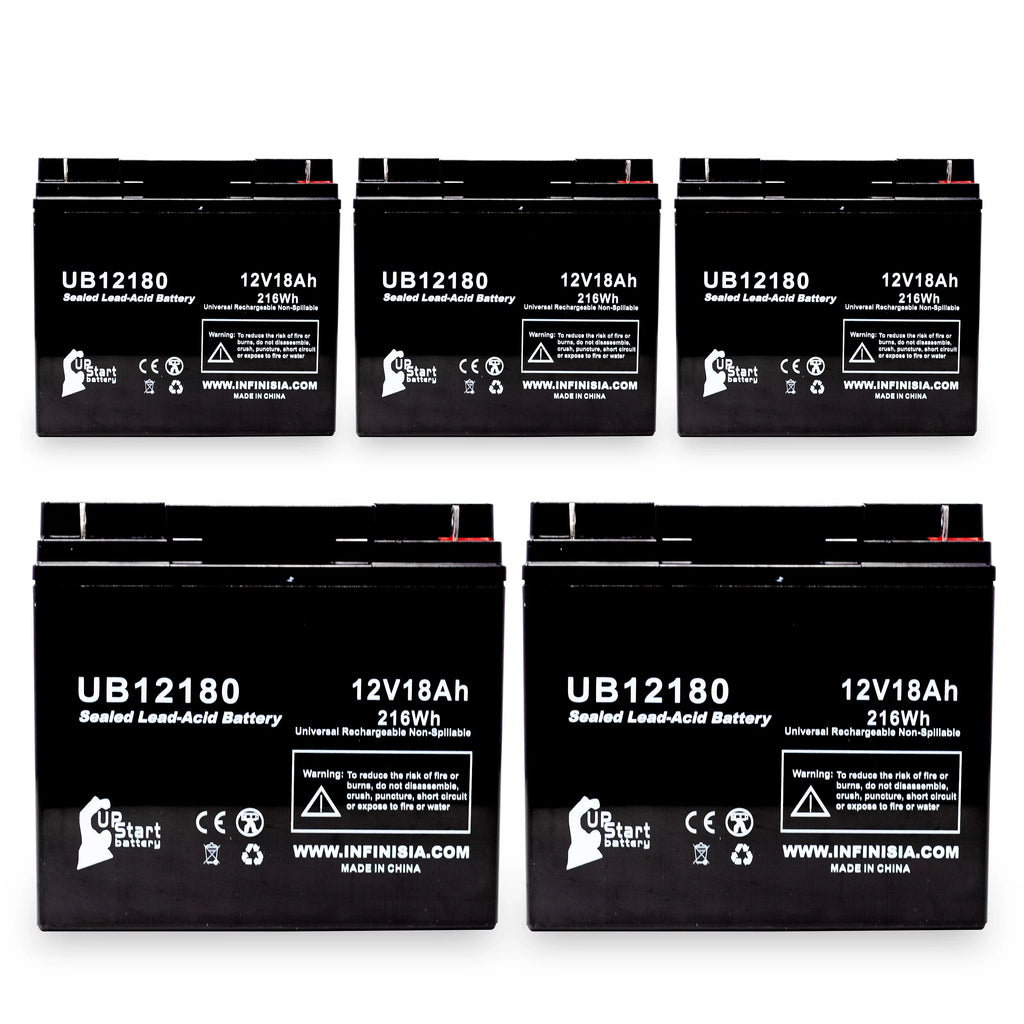 Pack Compatible UB12180 Lead (12V, Universal Replacement CF12V18 BATTERIES Battery - Acid Terminal, 18Ah, PICHER - Battery SLA) T4 5x EAGLE 18000mAh, Sealed AGM,