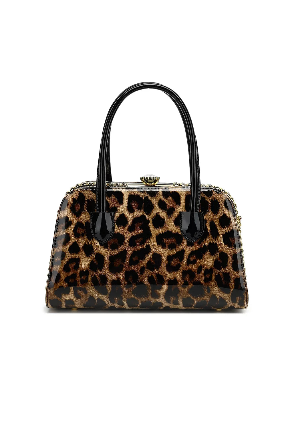 Frame Satchel Rhinestones Strategy design Leather with Patent and