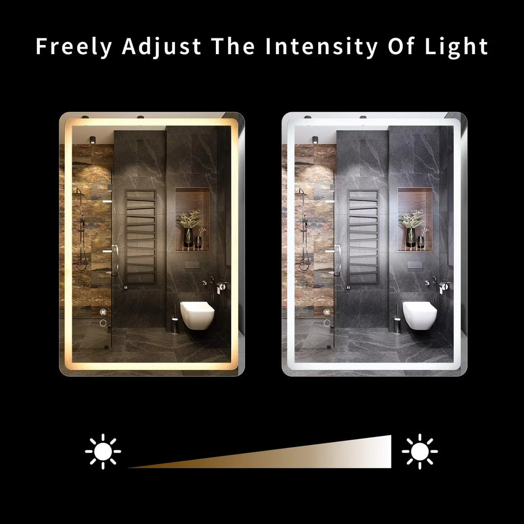 CoSoTower Simple Deluxe Bathroom Inch with Makeup 36 Wall x White/Warm Large Transparent 28 Light（Horizontal/Vertical）, Anti-Fog LED Mirror Vanity Dimmable