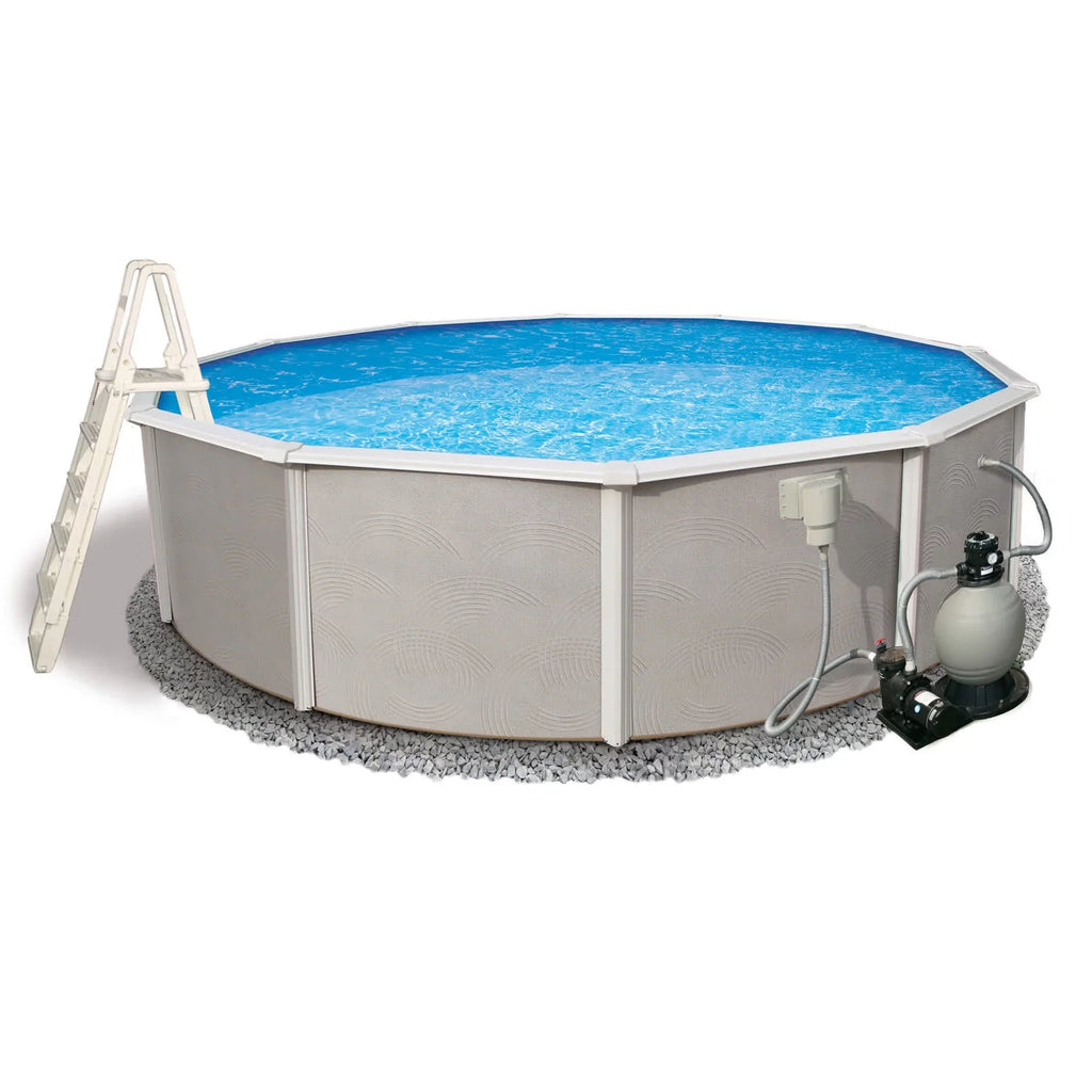 Swimming Pool Metal Belize Top 52-in Round Package Wall Rail Deep 6-in 27-ft