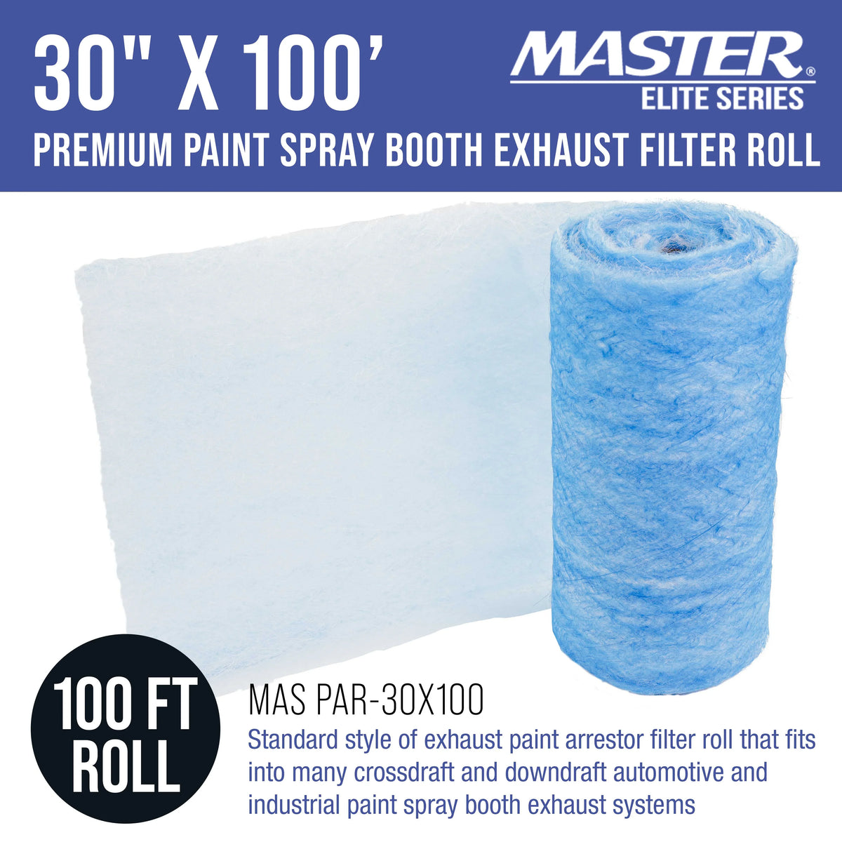 Roll, Booths - Master 30" Overspray Gram Autobody in 100' - Traps Refinish Captures Exhaust Paint Filter Particles Elite Premium Spray x Paint 18 Arrestor Paint Auto Heavy-Duty Fiberglass Booth