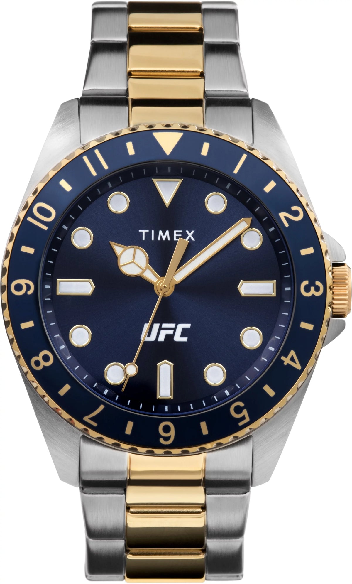 UFC 42mm Strap Timex Men's Watch Blue Dial - Two-Tone Debut Case Silver-Tone