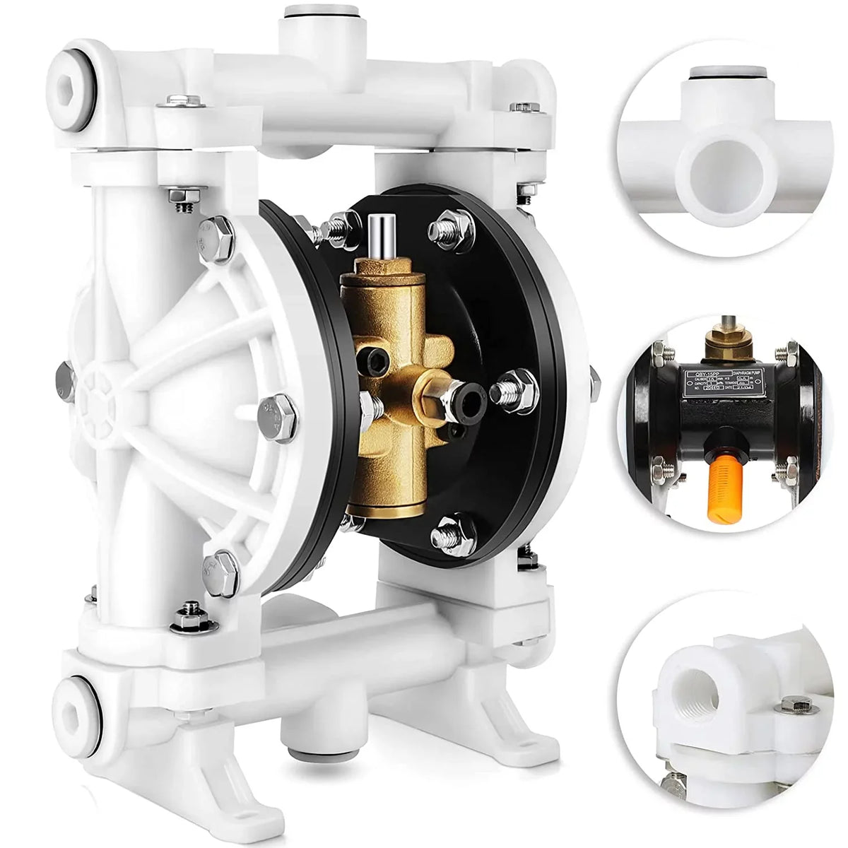 Double GYZJ by Oil Use inch Operated Nitrile Rubber Pump Transfer Chemical PTFE Air Pneumatic Outlet Dual Iron Diaphragm QBK-15 PSI 115 for 12 Dissepiment Industrial Max GPM 1/2 Waste Cast
