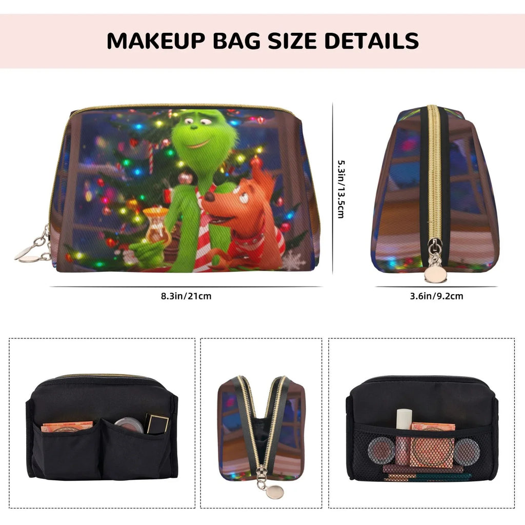 Storage Makeup Travel Purse Organizer Grinch Film Portable Bag Leather Bag Pouch Toiletry Gift Cosmetic